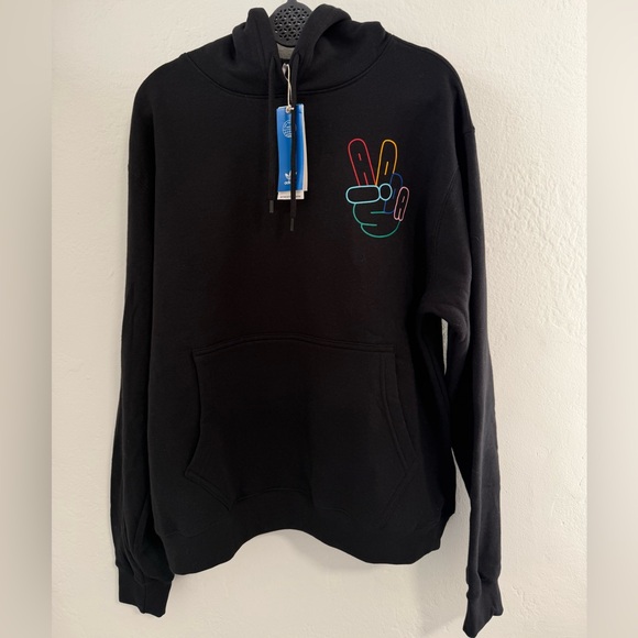 adidas Other - Adidas Black Sweatshirt with Colorful Peace Sign Men’s Size Large